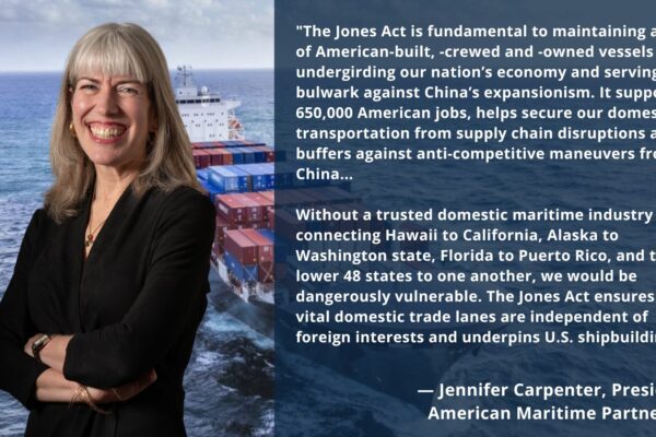 AMP's Jennifer Carpenter writes that America must renew its commitment to a strong, reliable American maritime capability to confront emerging threats from the CCP & others in the DC Journal.